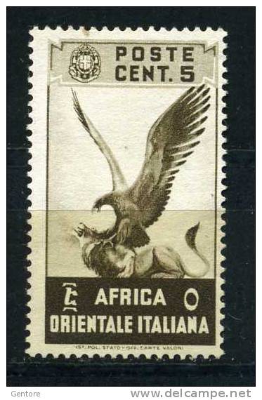 A.O.I. 1938 Various Subjects  5 Cent  Cat. Sassone N° 2  MINT NO GUM - Africa Oriental Italiana