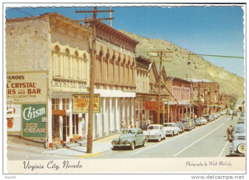 Virginia City NV C1940s/50s Vintage Street Scene, Tourists Bar, On C1960s/70s Vintage Postcard - Sonstige & Ohne Zuordnung