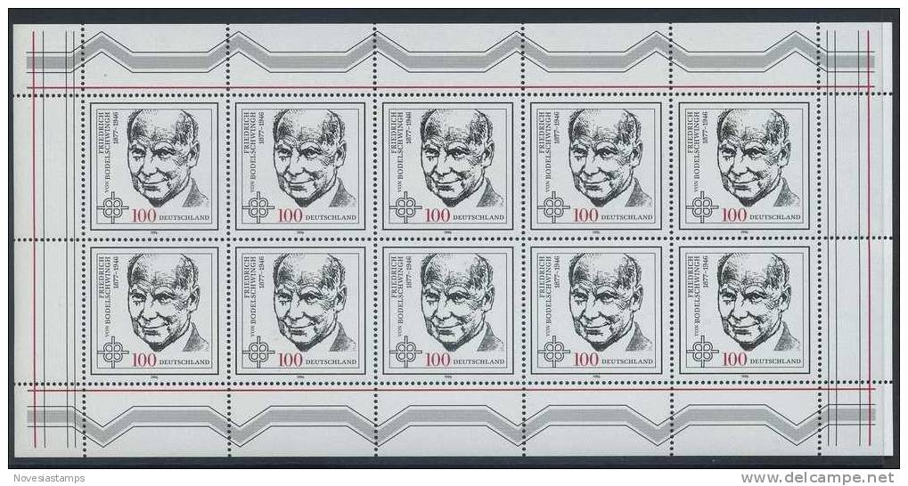 !a! GERMANY 1996 Mi. 1835 MNH SHEET(10) -Friedrich Von Bodelschwingh - 1991-2000