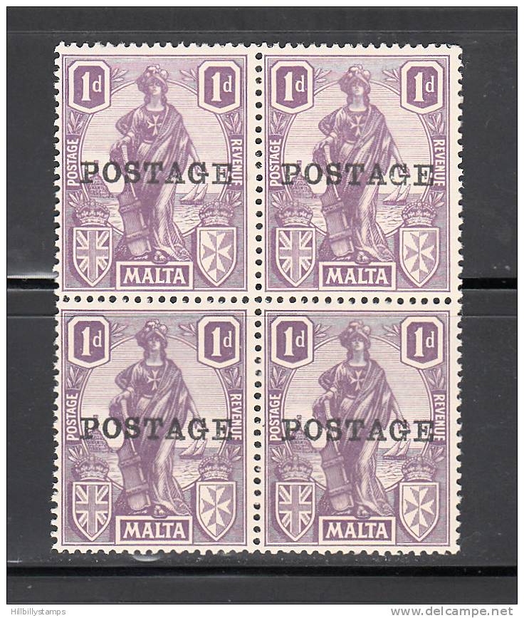 Malta 1926 No 118  Hinged Unused Block Of Four - Malte (...-1964)