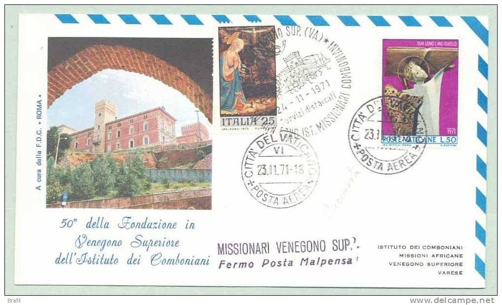 1971, Vaticano, 50° Anniversario Fondazione Istituto Dei Comboniani , Non Viaggiata - Errors & Oddities