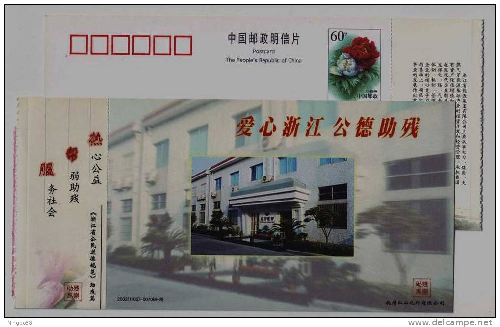 Helping Disabled,charity Enterprise,bonsai,China 2002 Zhejiang Civic Moral Standard Advertising Pre-stamped Card - Handicap