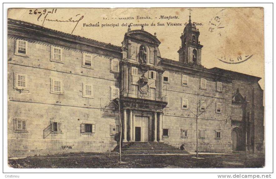 ESPAGNE MONTFORTE DE LEMOS  Fachada Principal Del Convento De San Vincente Del Pino 1911 - Lugo