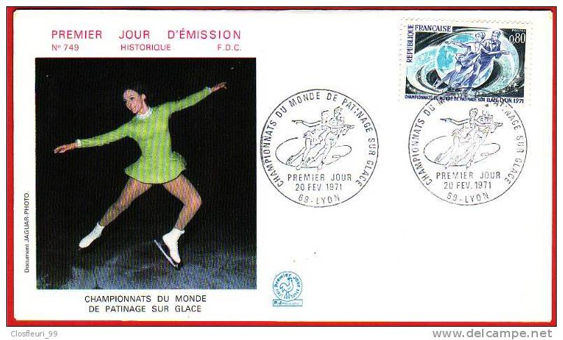 Championnat Du Monde De Patinage Sur Glace, Lyon 20.1.1971, FDC - Kunstschaatsen