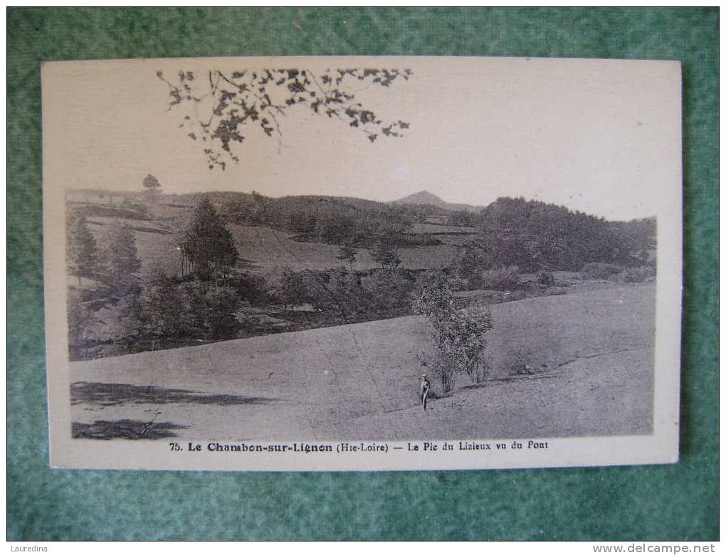 CP LE CHAMBON SUR LIGNON   N°75  LE PIC DU LIZIEUX VU DU PONT - ECRITE EN 1947 - Le Chambon-sur-Lignon