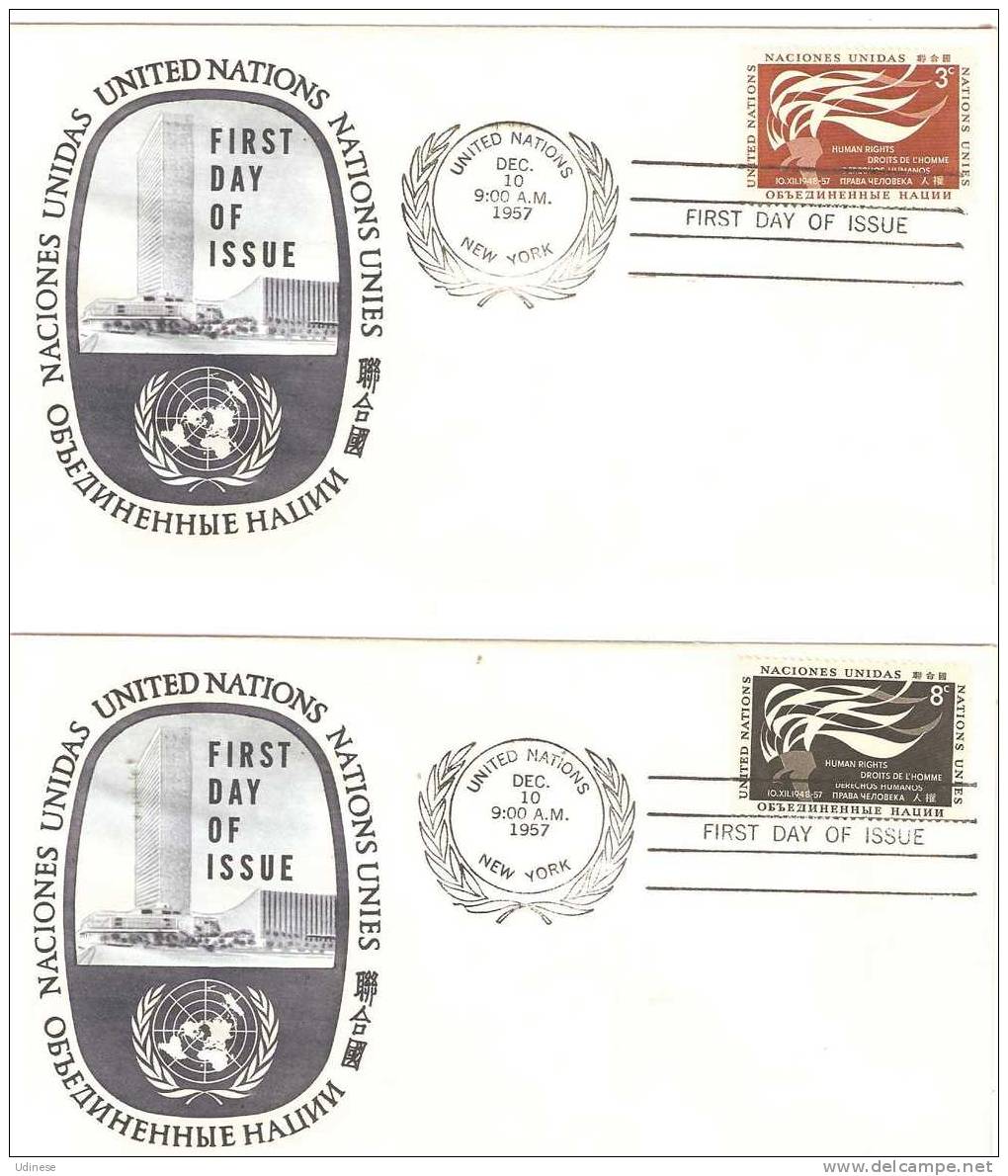 UNITED NATIONS NEW YORK 1957 - HUMAN RIGHTS DAY  - FDC - FDC