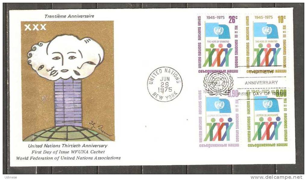 UNITED NATIONS GENEVE AND NEW YORK 1975 - 30th ANNIVERSARY - FDC - FDC