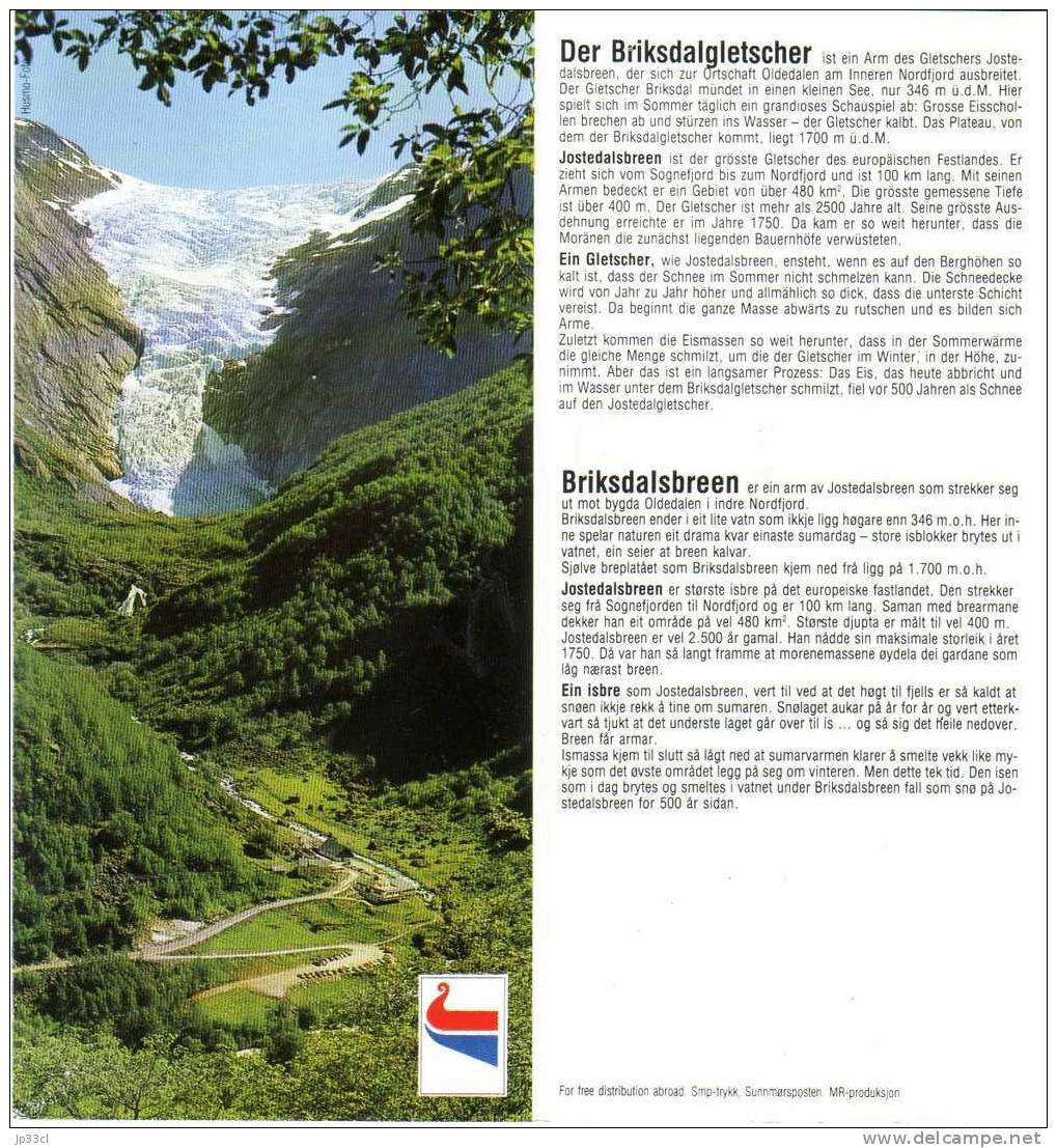 Ancien Dépliant Touristique (1993) Sur The Briksdal Glacier (Norvège) Et Le Fjording - Europe