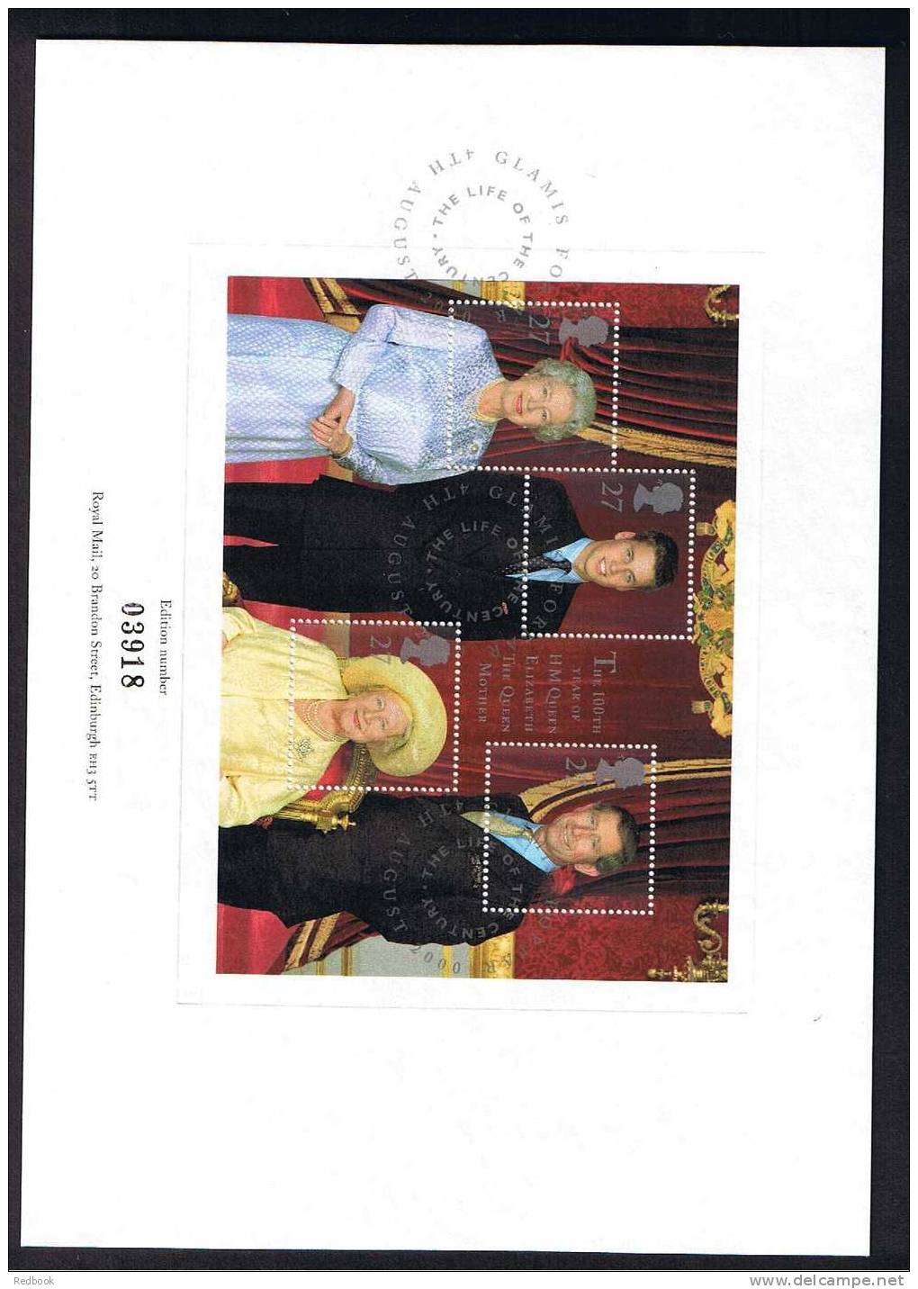 RB 681 - GB 2000 Special Limited Edition Presentation Pack - Queen Mother Miniature Sheet - Fine Used - Ganze Bögen & Platten