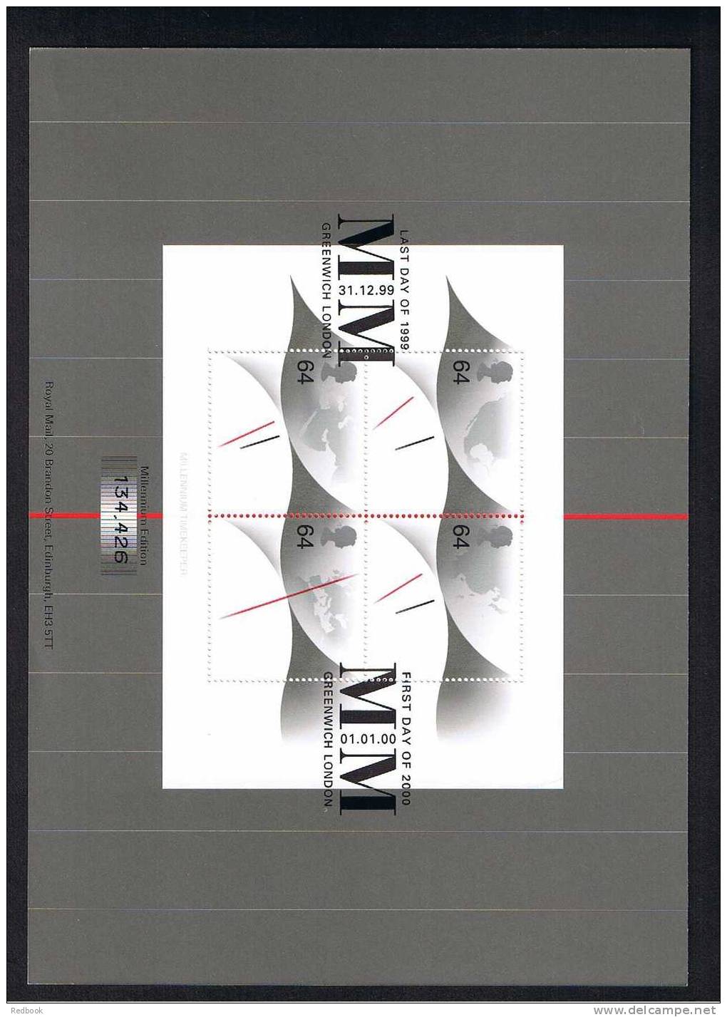 RB 681 - GB 2000 Limited Edition Special Presentation Pack - Millennium Moment Timekeepers Miniature Sheet Used - Sheets, Plate Blocks & Multiples