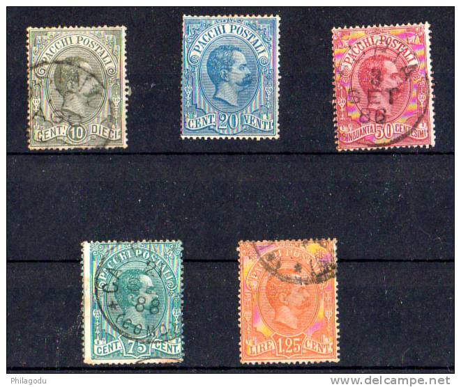 Italie 1884-86, Timbres Colis-postaux,  1 / 6  Ø, Cote 205 €     Pacchi Usati - Colis-postaux
