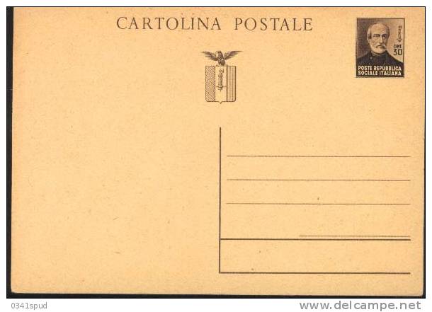 Italia 1944  Intero Postale RSI  Giuseppe  Mazzini - Stamped Stationery
