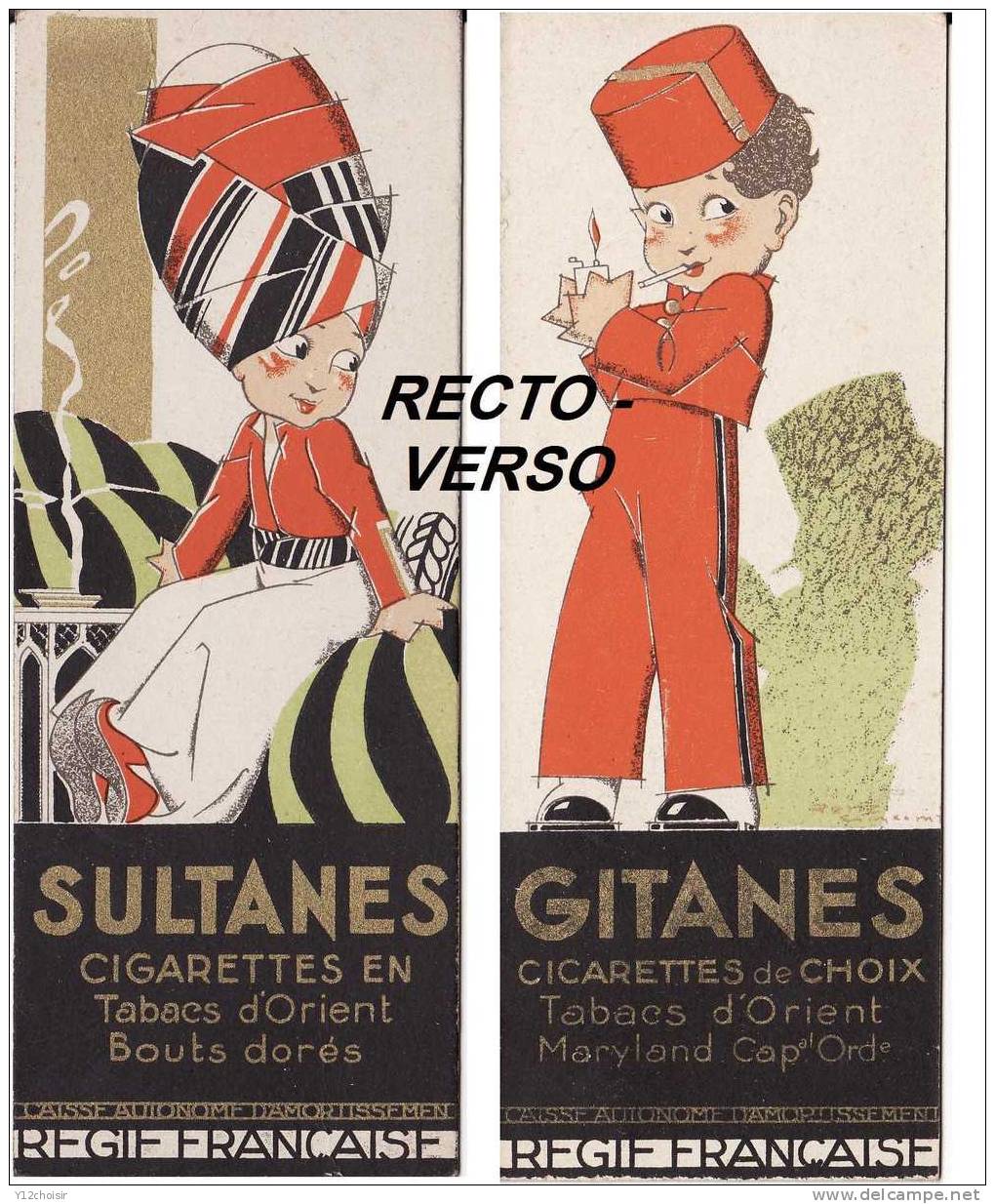 MARQUE PAGE GITANES SULTANES  CIGARETTES TABAC NICOTINE ALLUMETTES CIGARE TABAC SEITA RENE VINCENT ETS DELATTRE PARIS - Documentos