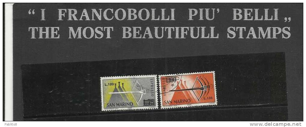 SAN MARINO 1965 ESPRESSI SPECIAL DELIVERY BALESTRA SOPRASTAMPATI SURCHARGED SERIE COMPLETA COMPLETE SET USATA USED - Timbres Express