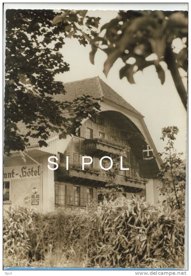 Posieux Hotel De La Croix Blanche Vers 1960  Fine Dentelure " Sépia " Non Circulé  TBE 1960 Env - Posieux