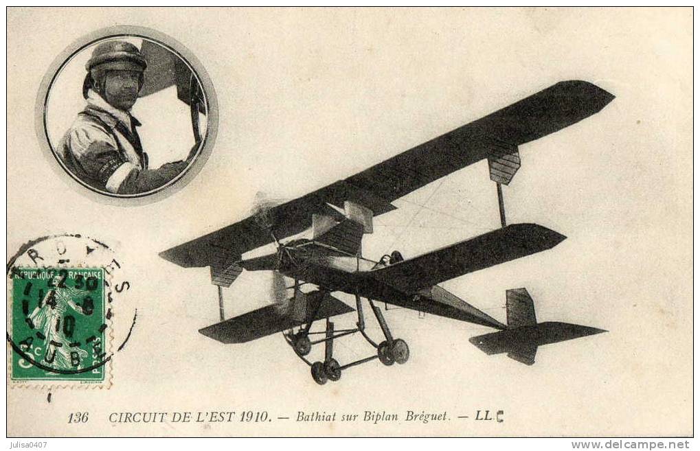 CIRCUIT DE L'EST AVIATION Aviateur Bathiat Sur Avion Bréguet Gros Plan - Riunioni