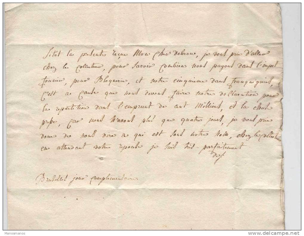 316/17 - Lettre Précurseur 94 BRUXELLES En EXPRES Vers COURT ST ETIENNE Par GENAPPE § CEROULT = CEROUX - Port 4 Décimes - 1794-1814 (Période Française)