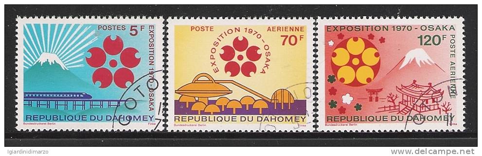 REPUBLIQUE DU DAHOMEY - 1970 - 3 VALORI OBLITERATI PER L' ESPOSIZIONE UNIVERSALE DI OSAKA - IN OTTIME CONDIZIONI. - 1970 – Osaka (Japan)