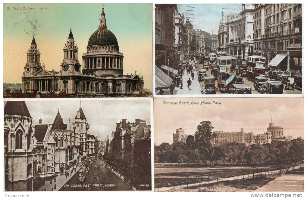 LOT De 4 CPA. LONDON Regent Street; St Paul's Cathedral; Windsor Castle From Home Park; Law Courts, Fleet Street. - Windsor Castle