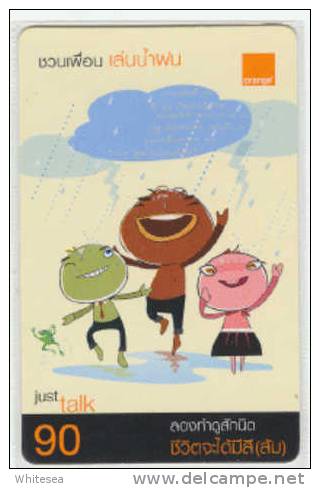 Mobilecard Thailand - Orange  - Comic  - Kinder,children - Regen,raining - Frosch,frog - Thaïlande