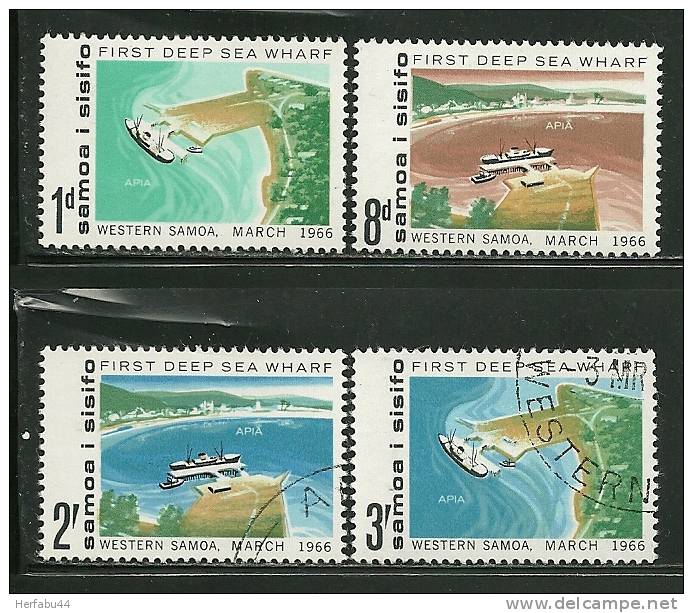 Samoa       "IFirst Deep-Sea Whart At Apia""    Set    SC# 251-54 - Samoa