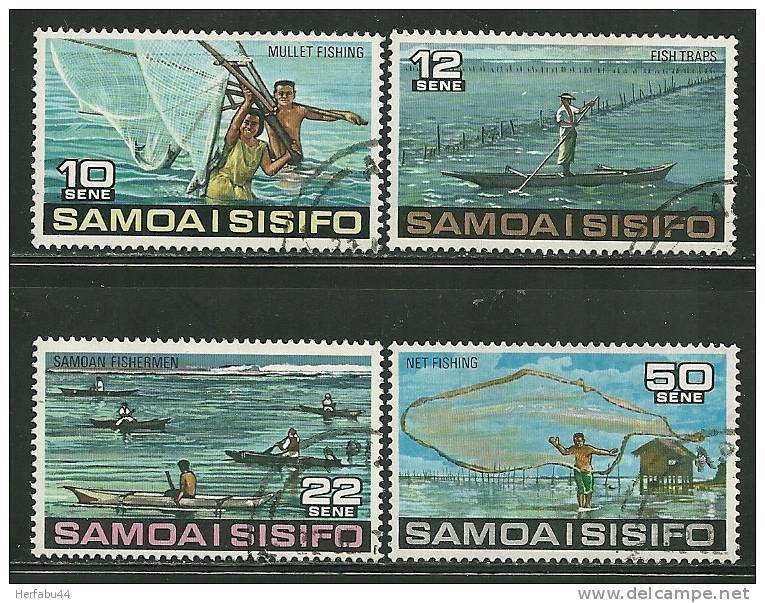 Samoa         "Fishing"      Set    SC# 433-36  Used - Samoa