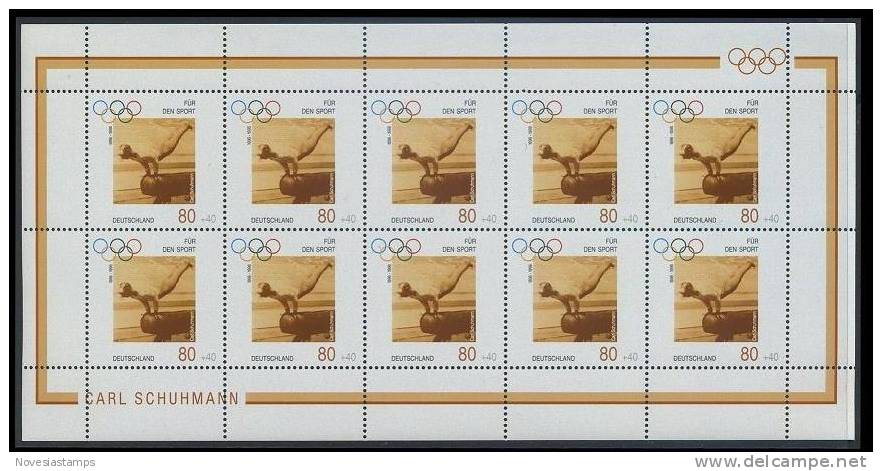 !a! GERMANY 1996 Mi. 1861 MNH SHEET(10) -German Olympic Winners: Carl Schuhmann - 1991-2000