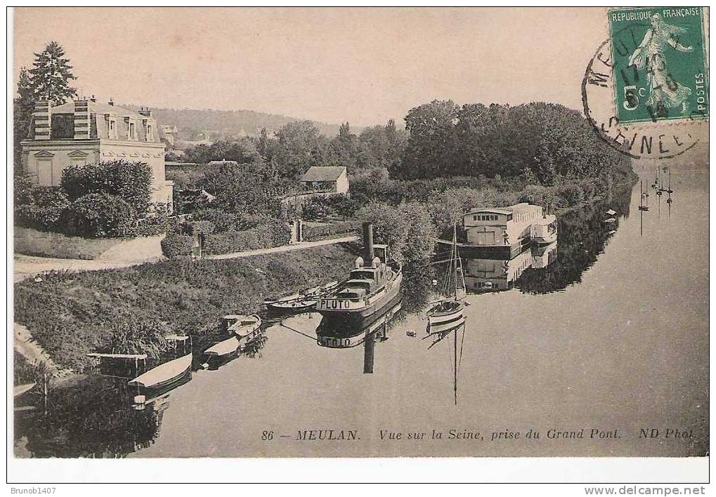 MEULAN  Vue Sur La Seine ,prise Du Grand Pont 1914 - Meulan