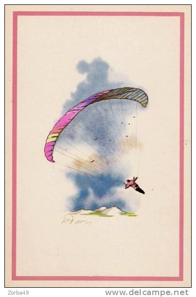 PIERRE-YVES DAYOT Aquarelle Parachutisme Parapente - Parachutespringen
