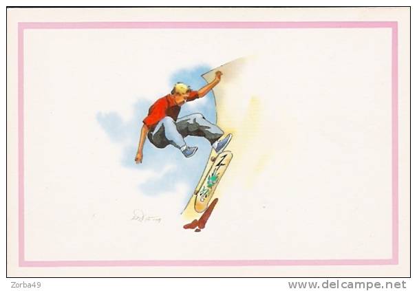 PIERRE-YVES DAYOT Aquarelle Parachutisme Skateboard - Skateboard