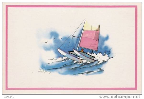 PIERRE-YVES DAYOT Aquarelle  Voile Catamaran - Sailing