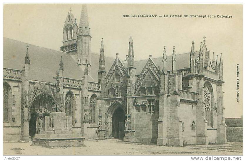 29 - LE FOLGOAT - Le Portail Du Transept Et Le Calvaire (Coll. Villard, Quimper, N° 632) - Lesneven