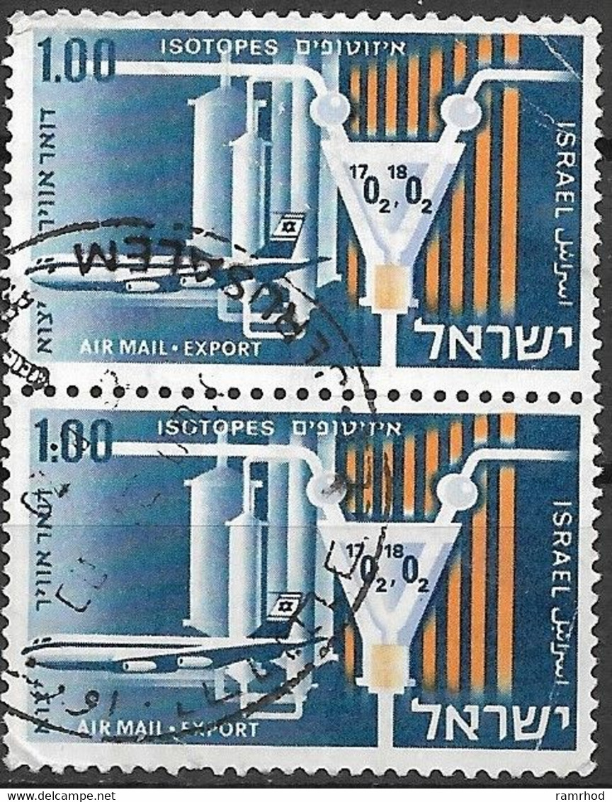 ISRAEL 1968 Air. Israeli Exports  - £1 Atomic Equipment (Isotopes)  FU PAIR - Airmail