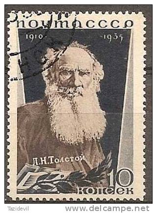 RUSSIA - 1935 10k Tolstoy, Perf 14. Scott 578. Used - Usados