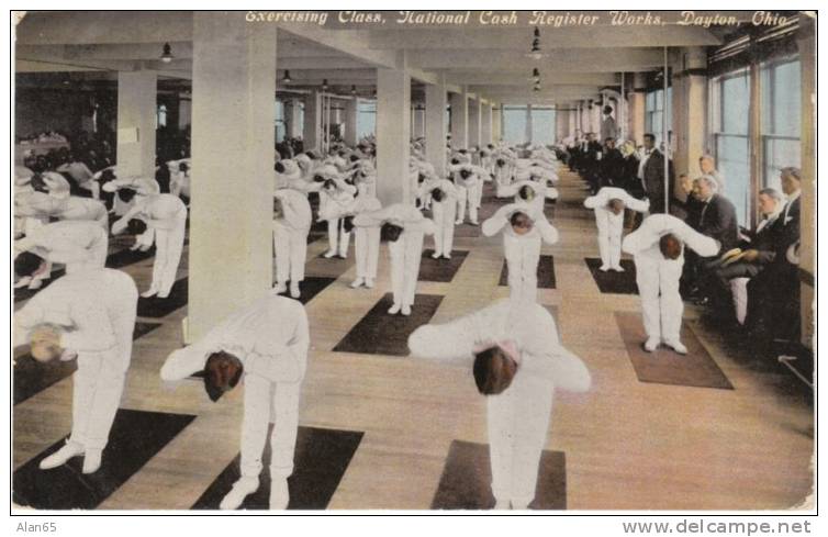 Dayton OH Ohio, National Cash Register Company Excersing Class, Worker Calisthetics On C1910s Vintage Postcard - Dayton