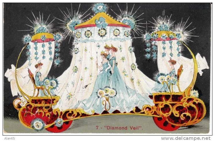 1909 Kansas City MO Priests Of Pallas Parade Float, Diamond Veil, Women, Jewels On C1909 Vintage Postcard - Kansas City – Missouri