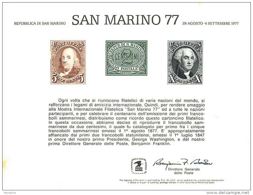 Souvenir Card  - SAN MARINO 77 - Souvenirkarten