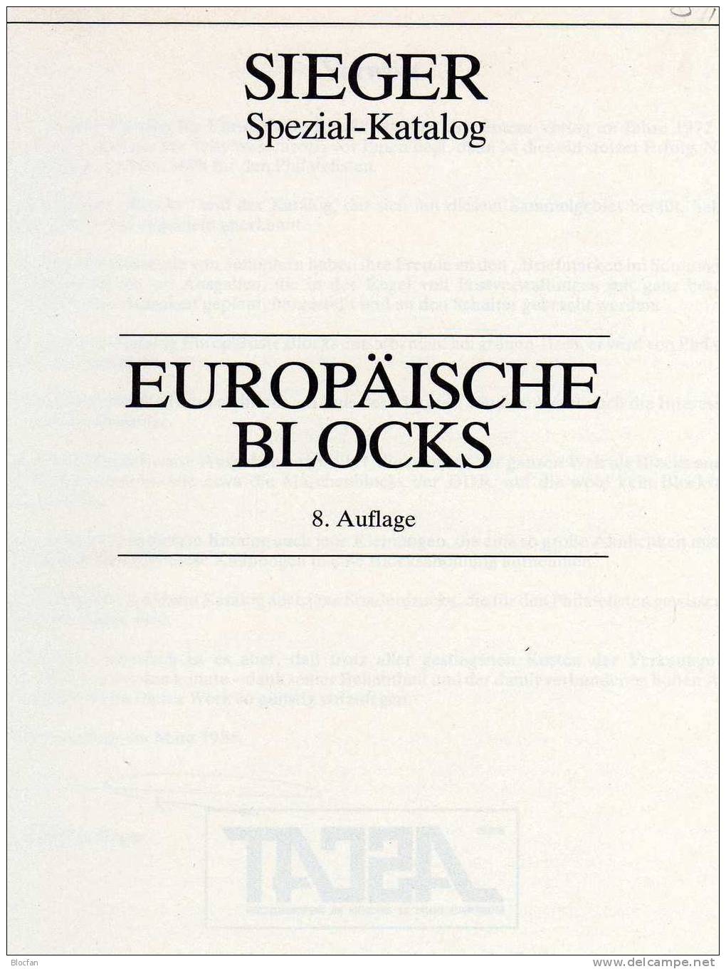 Block Katalog 1985 West-Europa Antiquarisch 12€ Andorra Belgica Eire Espana France Germany Greece Malta Monaco Türkei UK - Motivkataloge