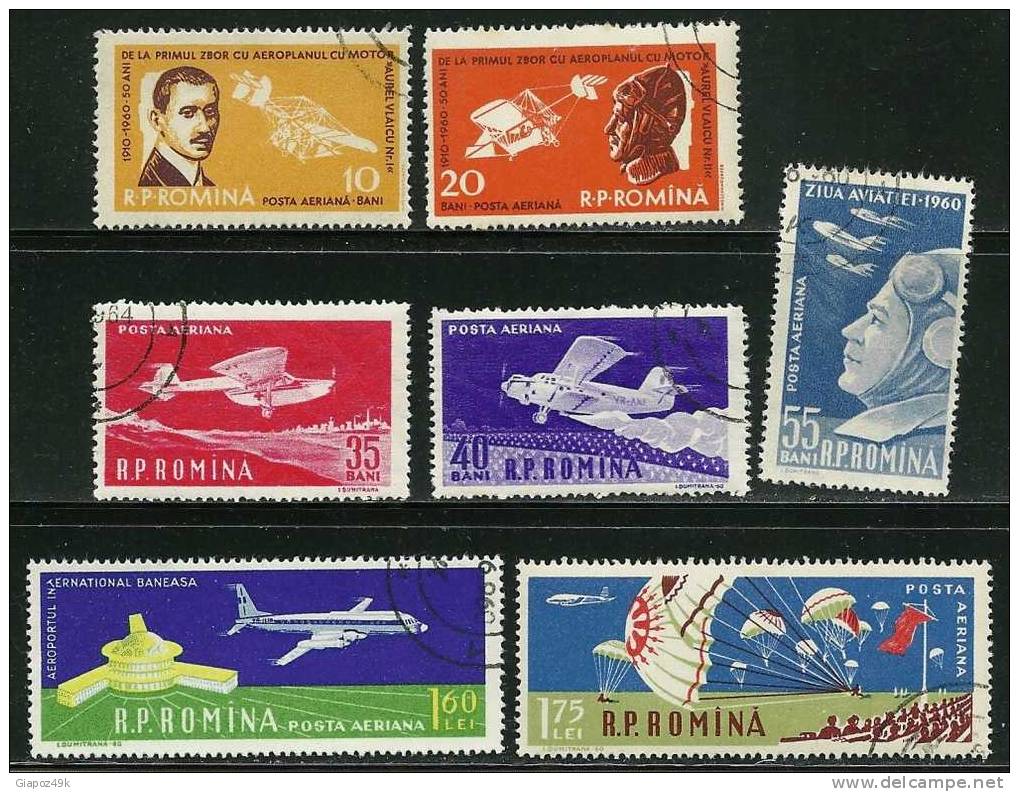 ● ROMANIA 1960 - AVIAZIONE - P.A. N. 111 / 117 Usati, Serie Completa - Cat. ? € - Lotto N. 949 - Oblitérés