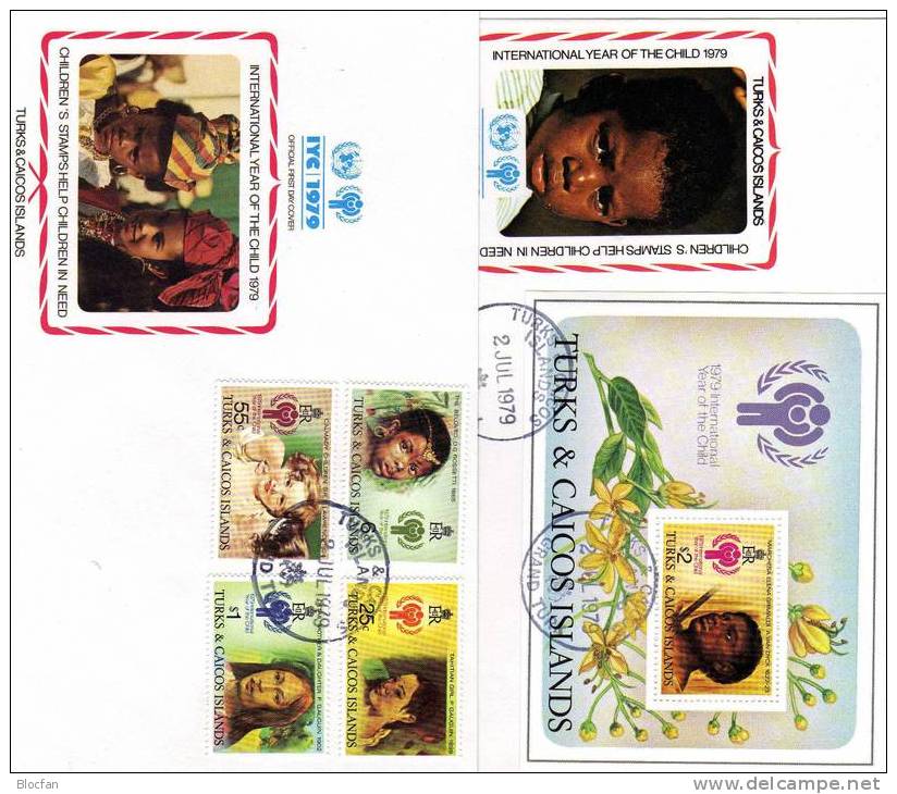 UNO Jahr Des Kindes 1979 Gemälde Mit Kindern Turks Caicos 431/4 Plus Block 15 FDC 10€ UNESCO Painting Cover From America - Turks & Caicos (I. Turques Et Caïques)