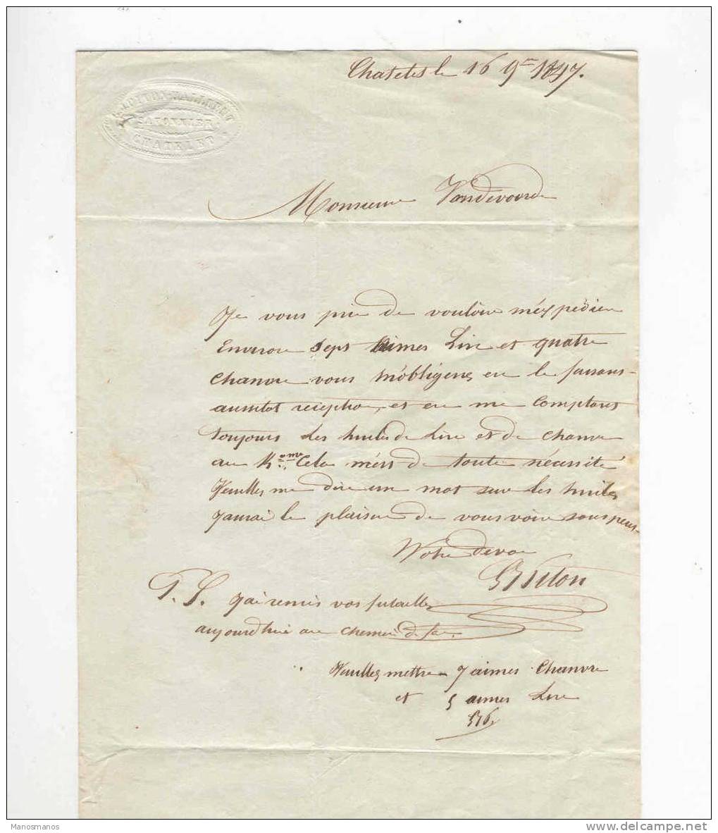 335/17 -  Lettre Précurseur CHATELET 1847 Vers TERMONDE - Port 4 Décimes - Cachet Piton - Halluent , Savonnier - Bureaux De Passage