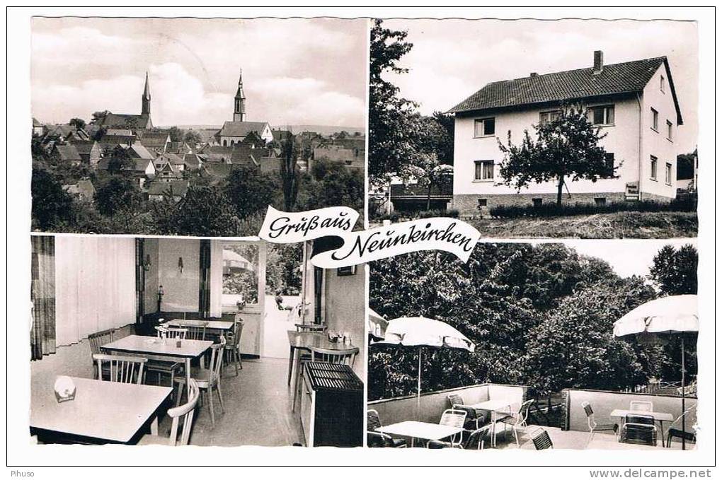 D2057 :  NEÜNKIRCHEN : Gruss Aus -Pension Waldeck ( Multiview) - Mosbach