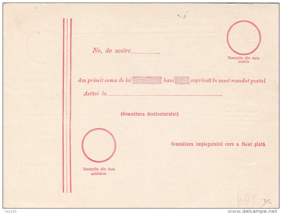 190? BULETIN D´EXPEDITION MANDATE POSTALE INTERNATIONALE ,INTERNATIONAL  MONEY ORDER,IMPRINTED POSTAGE 3 LEI,FERDINAND.C - Parcel Post