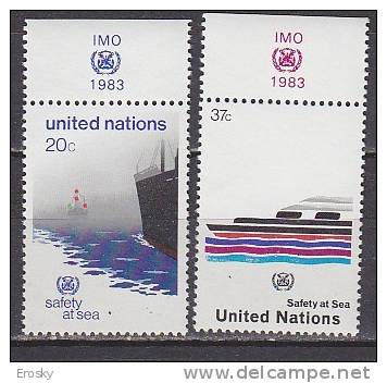 H0284 - UNO ONU NEW YORK N°385/86 ** AVEC TAB SURETE EN LA MER - Unused Stamps