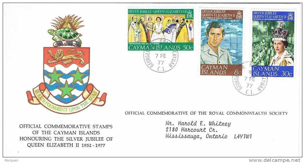 Carta CAYMAN Islands (Georgetown) 1977,  Silver Jubilee Queen - Kaimaninseln