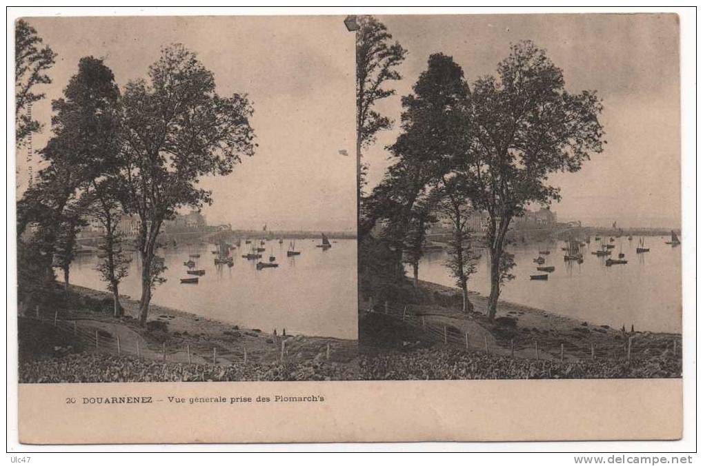 - Carte Stréréoscopique - DOUARNENEZ - Vue Générale Prise Des Plomarch's. - Scan Verso - - Cartoline Stereoscopiche