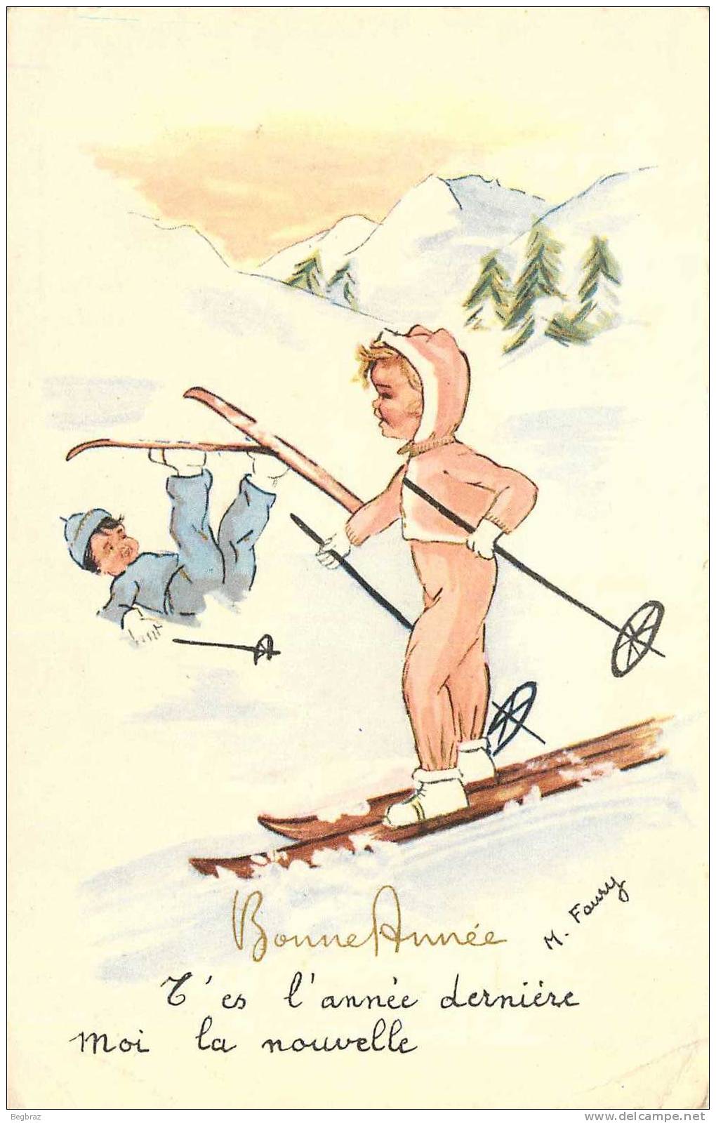 SKI     ILLUSTRATEUR  FAURY    ENFANT - Canottaggio