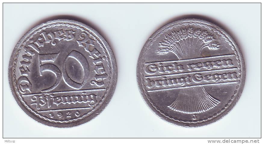 Germany 50 Pfennig 1920 J - 50 Rentenpfennig & 50 Reichspfennig