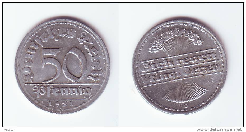 Germany 50 Pfennig 1921 D - 50 Rentenpfennig & 50 Reichspfennig
