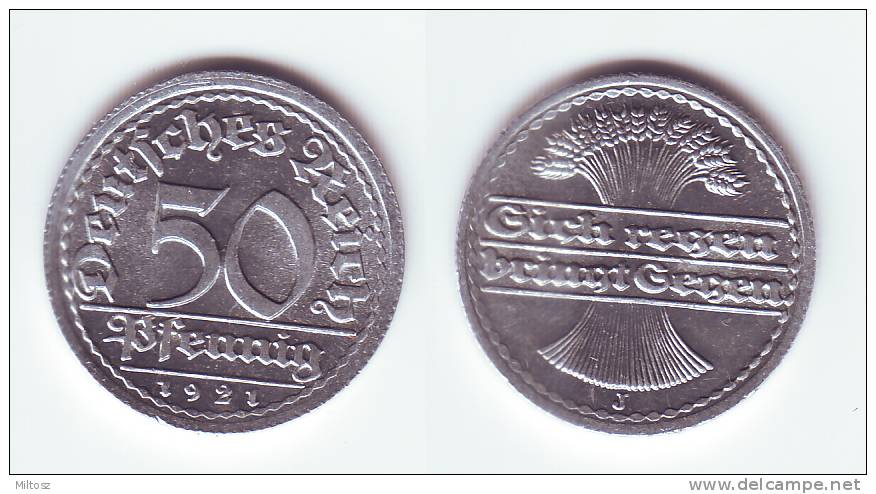 Germany 50 Pfennig 1921 J - 50 Renten- & 50 Reichspfennig